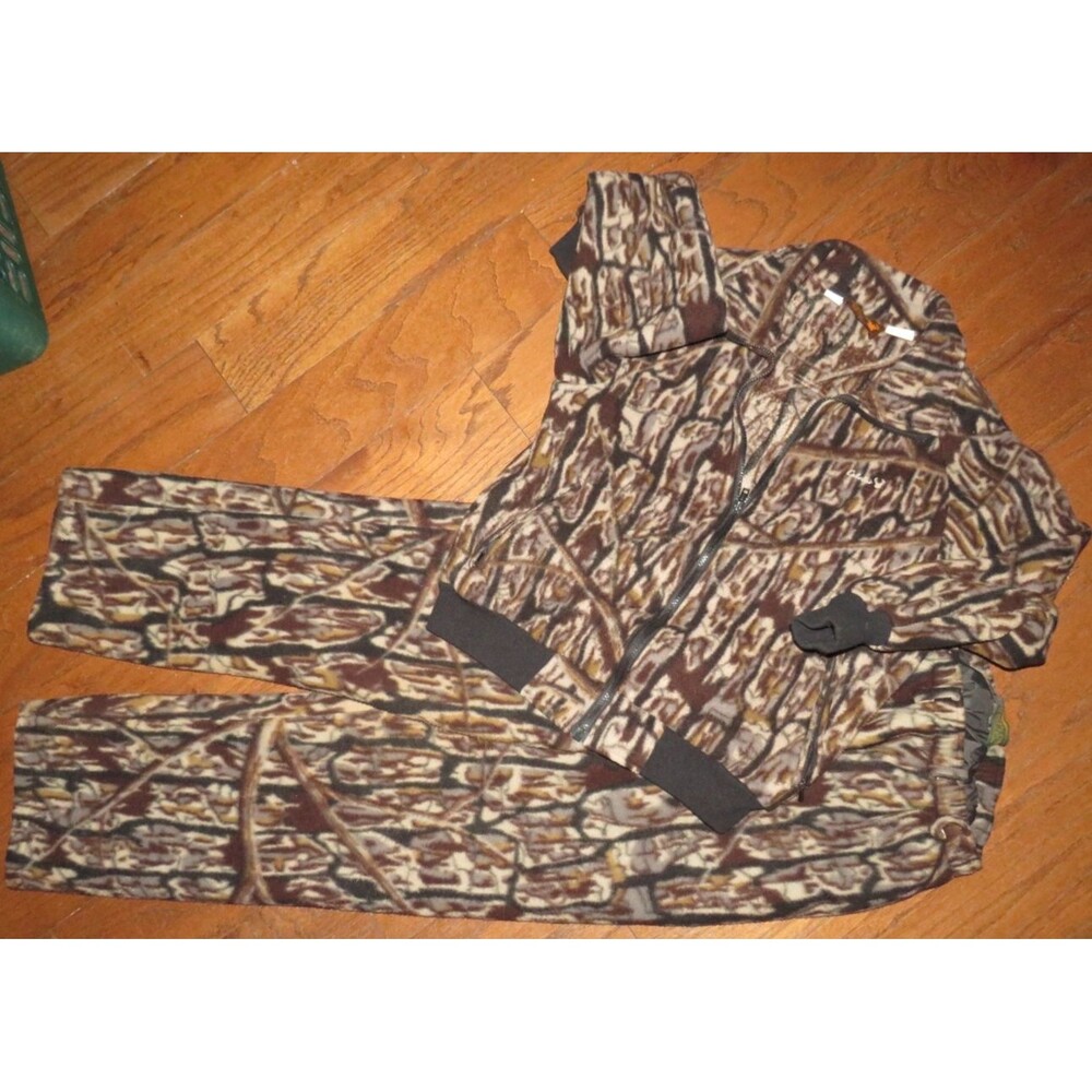 Vtg Cabelas Dry Plus Whitetail Made in USA Camo Jacket & Pants Set Fleece Medium